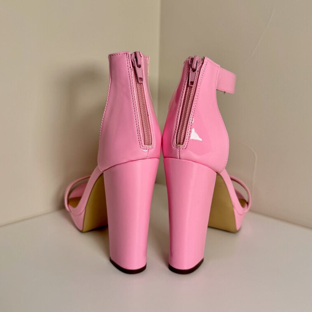 Steve Madden Pink Patent Platform Block Heel Women's 8.5 Y2K Coquette Going Out - Picture 6 of 16